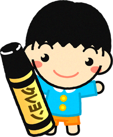 クレヨンを持った幼稚園児イラスト/黒色