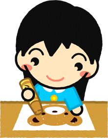 クレヨンでお絵かきする女の子イラスト