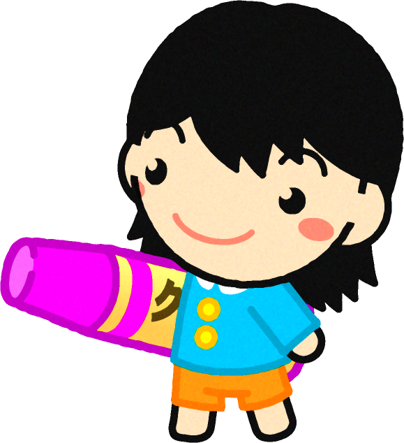クレヨンを持った幼稚園児イラスト/ピンク色