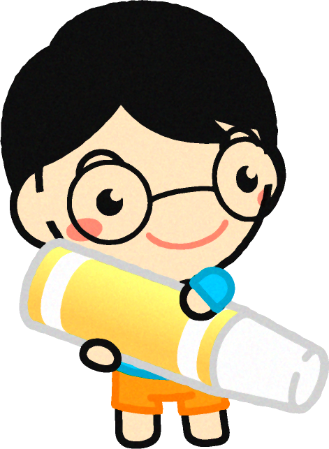 クレヨンを持った幼稚園児イラスト/白色