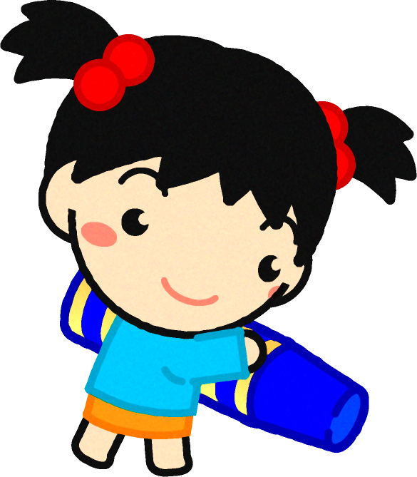 クレヨンを持った幼稚園児イラスト/青色