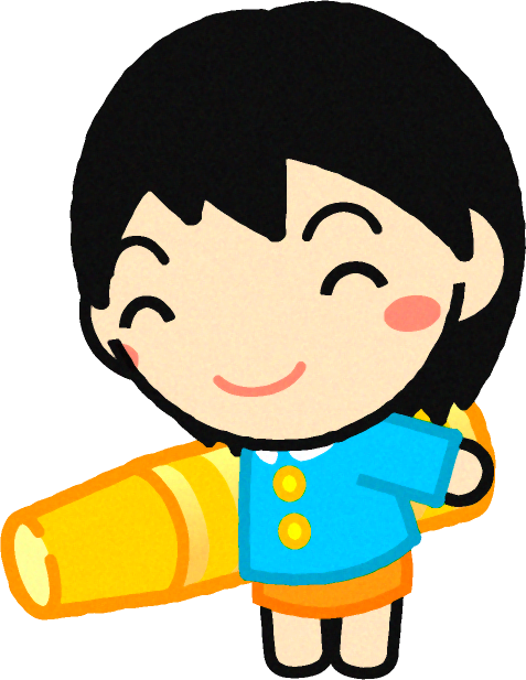 クレヨンを持った幼稚園児イラスト/黄色