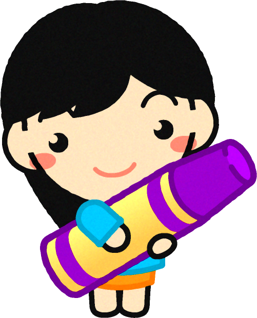 クレヨンを持った幼稚園児イラスト/紫色