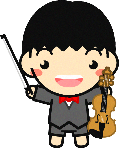 バイオリンを持った幼稚園児イラスト