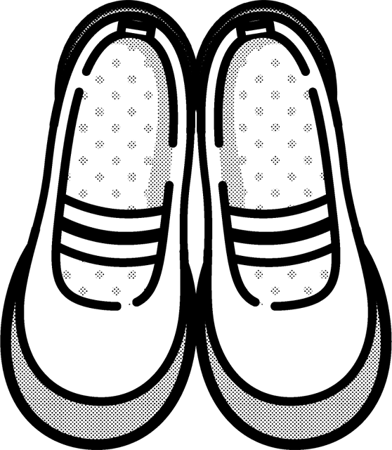 上履きのイラスト/黄色/モノクロ