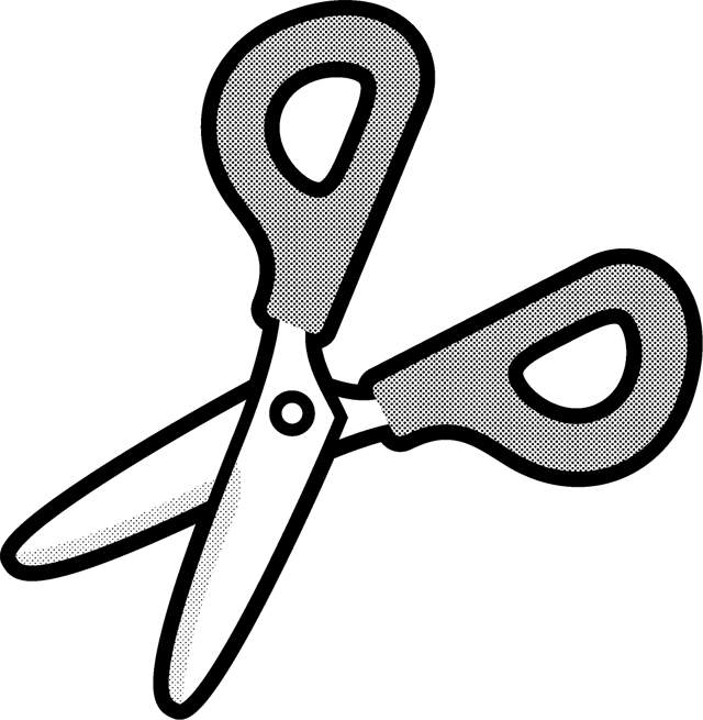 開いたハサミのイラスト/モノクロ