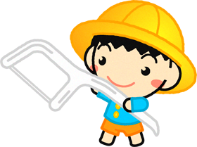 歯間ブラシを持った男の子イラスト