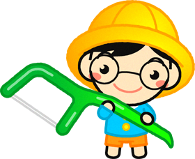 フロスを持った男の子イラスト