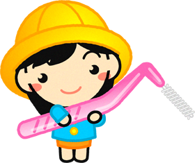 歯間ブラシを持った女の子イラスト