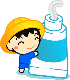 歯磨き粉を出す男の子イラスト