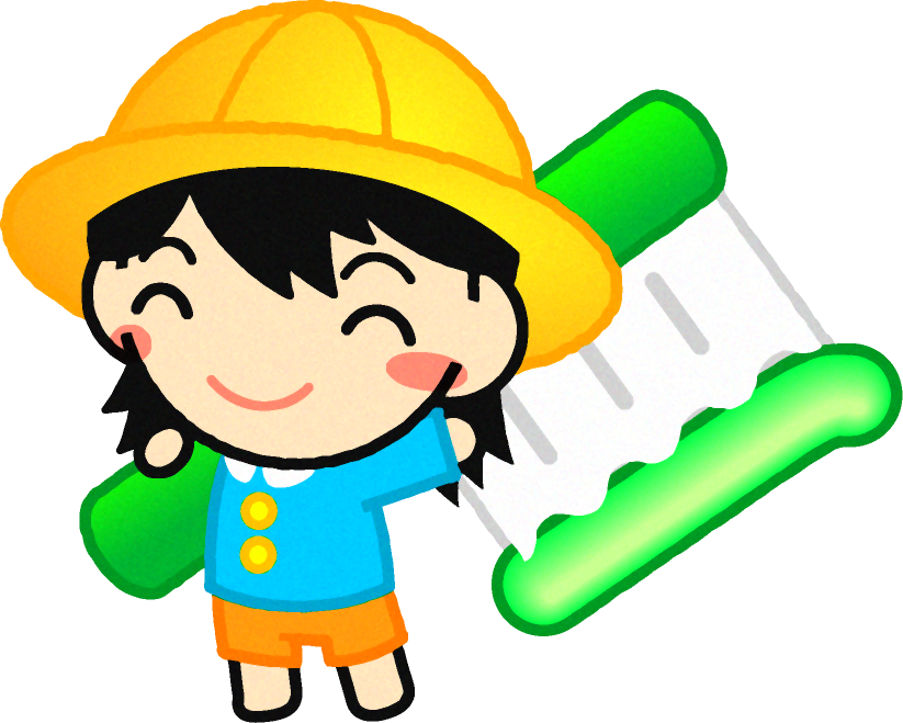 歯ブラシを持って笑顔で手を振る男の子イラスト