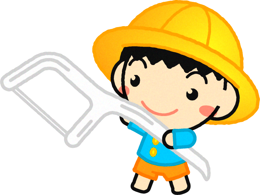 歯間ブラシを持った男の子イラスト