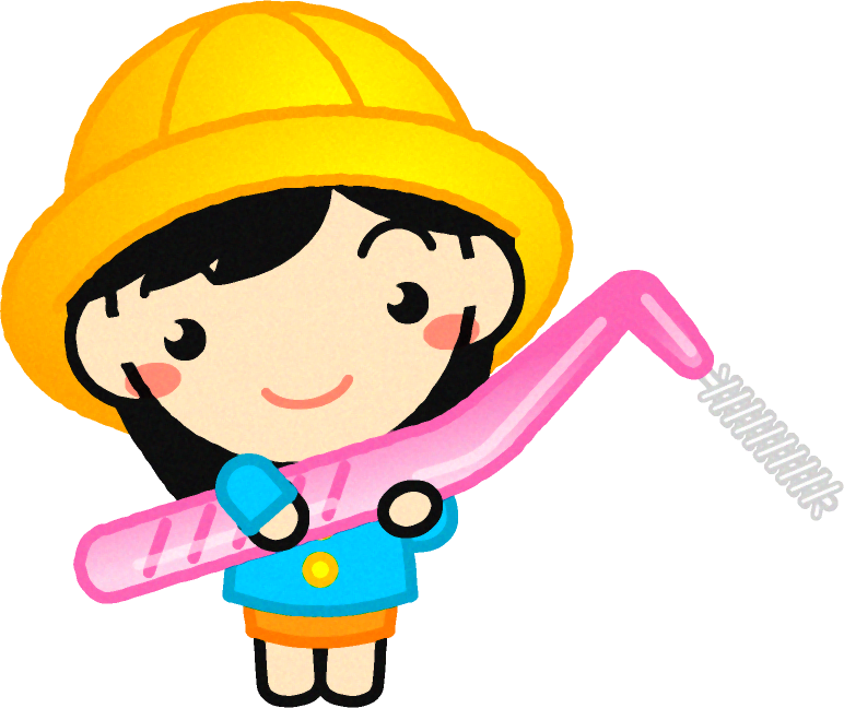 歯間ブラシを持った女の子イラスト