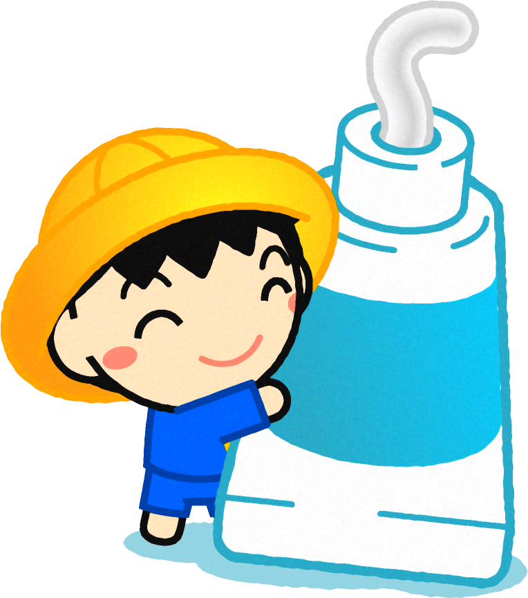 歯磨き粉を出す男の子イラスト