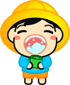 うがいをする幼稚園児イラスト/男の子