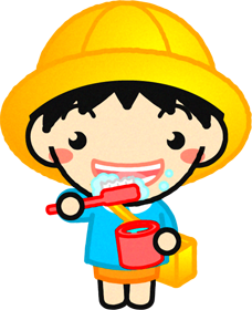 しっかり歯磨する幼稚園児イラスト/女の子