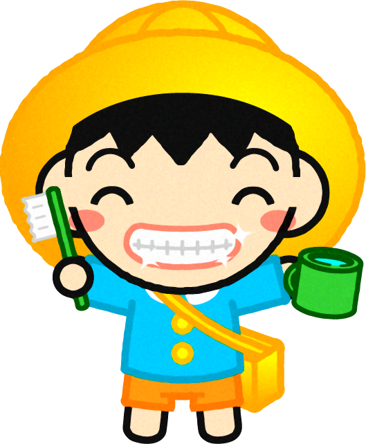 歯を磨いてピカピカになった幼稚園児イラスト/男の子