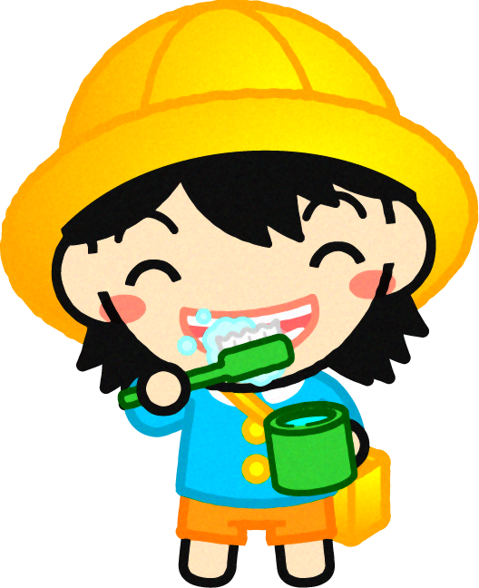 笑顔で歯磨きしている幼稚園児イラスト/男の子