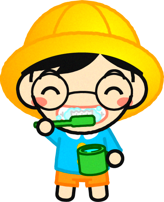 歯磨きしている幼稚園児イラスト/男の子