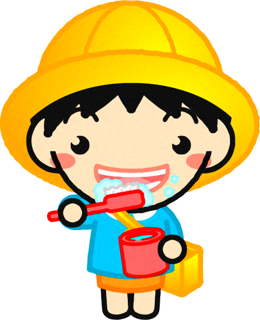 しっかり歯磨する幼稚園児イラスト/女の子