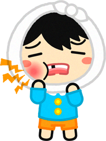 虫歯が痛くて激痛に苦しむ幼稚園児イラスト/男の子