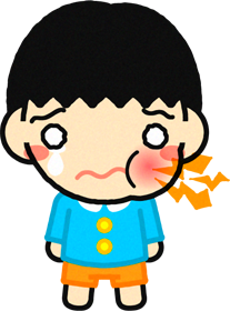 虫歯で歯が痛い幼稚園児イラスト/男の子