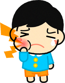 虫歯で頬が腫れてしまった幼稚園児イラスト/男の子