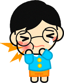 虫歯が痛くて泣いている幼稚園児イラスト/男の子