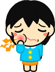 虫歯が痛くて泣いている幼稚園児イラスト/女の子