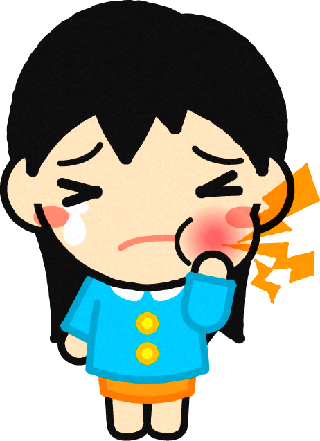 虫歯で歯が痛い幼稚園児イラスト/女の子