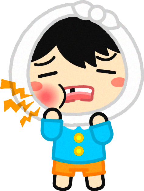 虫歯が痛くて激痛に苦しむ幼稚園児イラスト/男の子