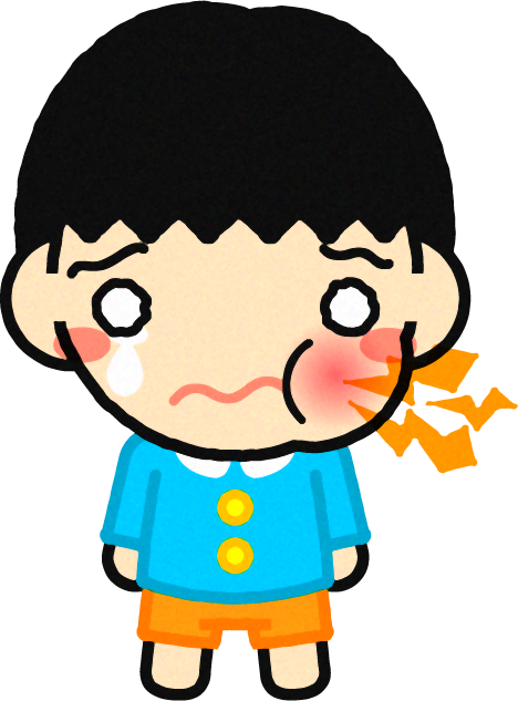虫歯で歯が痛い幼稚園児イラスト/男の子