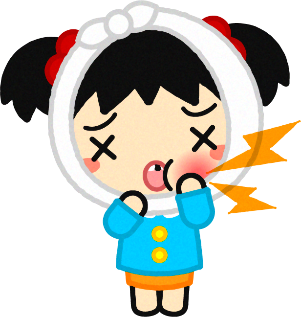 虫歯が酷くなり痛がっている幼稚園児イラスト/女の子