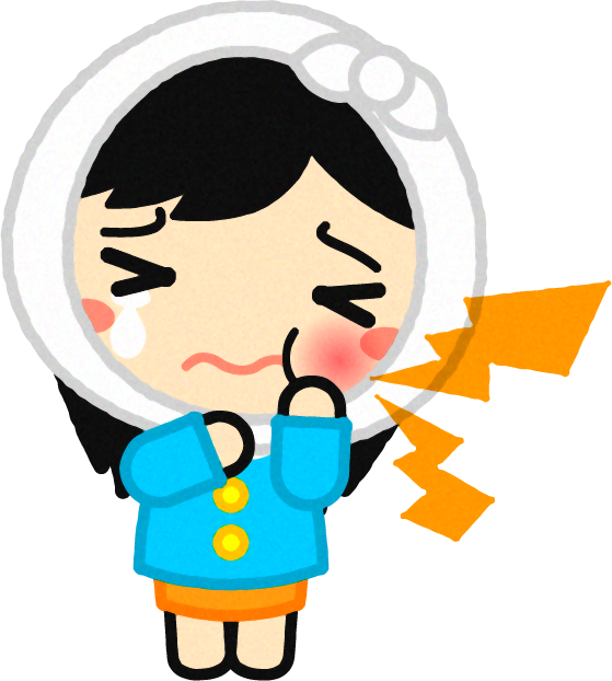 虫歯が酷くなり頬が腫れてしまった幼稚園児イラスト/女の子