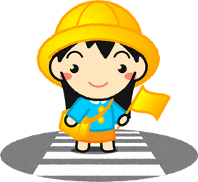 横断歩道をわたる幼稚園児イラスト/女の子