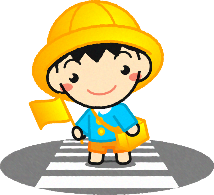 横断歩道をわたる幼稚園児イラスト/男の子