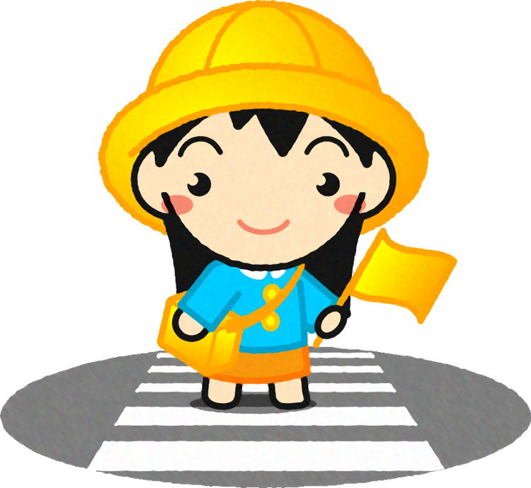 横断歩道をわたる幼稚園児イラスト/女の子