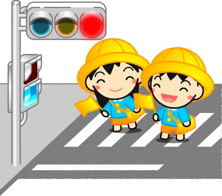 横断歩道をわたる幼稚園児イラスト2