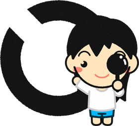 視力検査をする子供イラスト/ランドルト環_右上