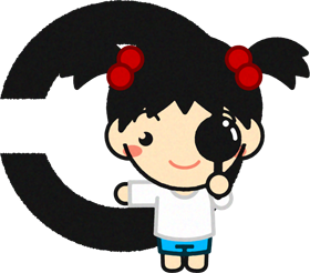 視力検査をする子供イラスト/ランドルト環_右