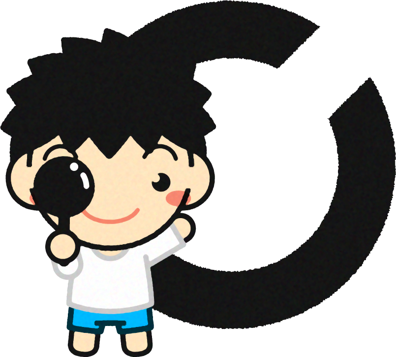 視力検査をする子供イラスト/ランドルト環_左上