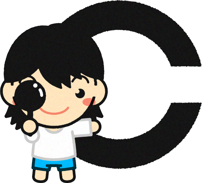 視力検査をする子供イラスト/ランドルト環_左