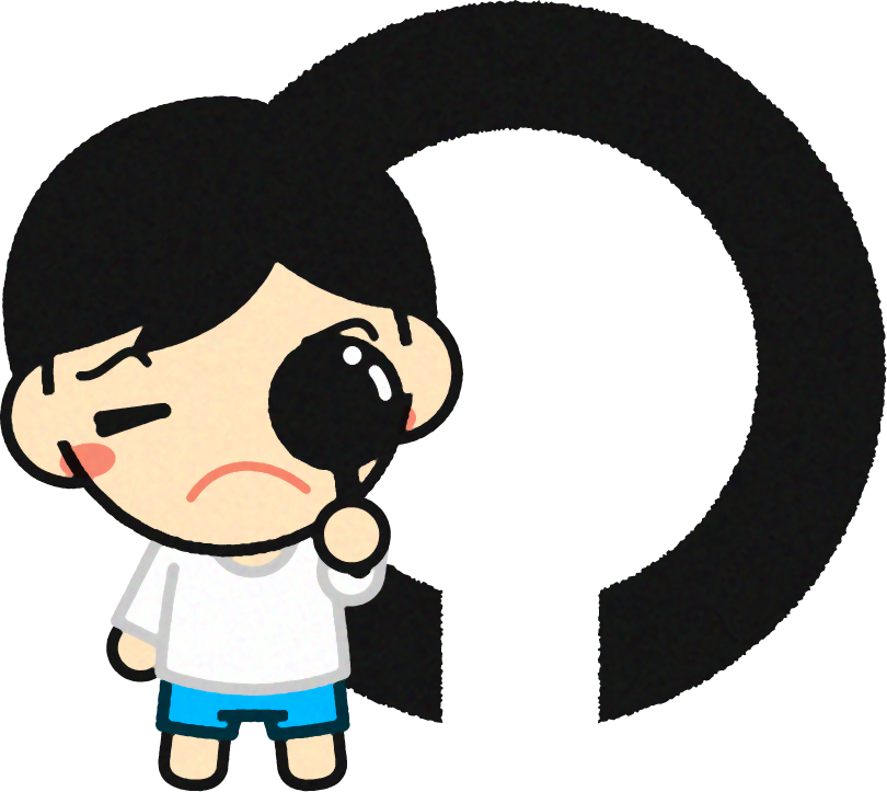 視力検査をする子供イラスト/ランドルト環_下