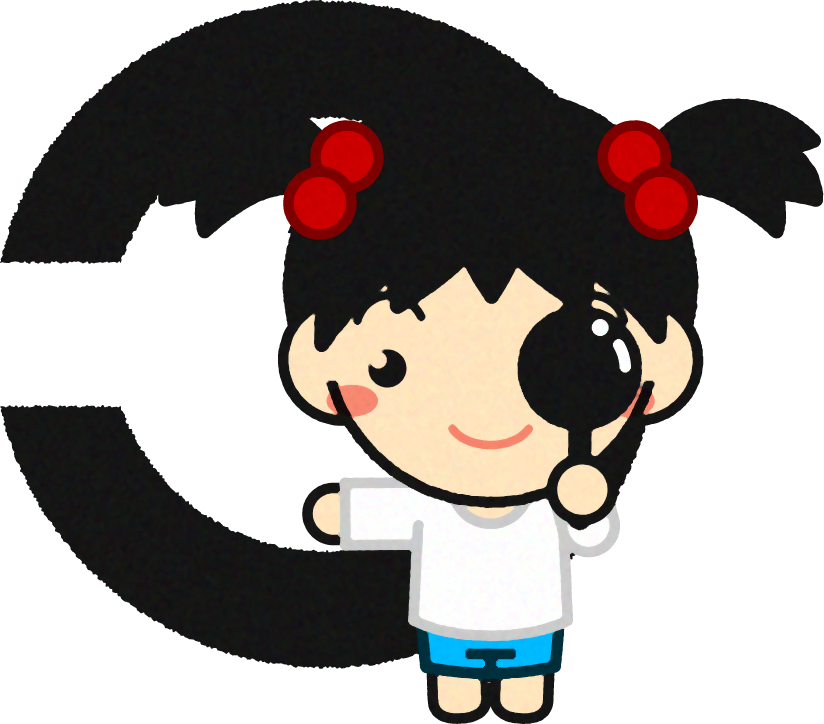 視力検査をする子供イラスト/ランドルト環_右