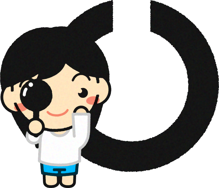 視力検査をする子供イラスト/ランドルト環_上