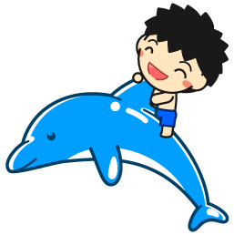 イルカに乗る男の子イラスト