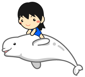 シロイルカにのる女の子イラスト