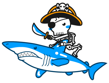 鮫に乗る骸骨イラスト