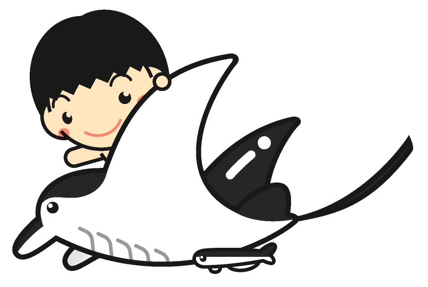 マンタに乗る男の子イラスト