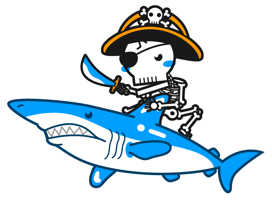 鮫に乗る骸骨イラスト